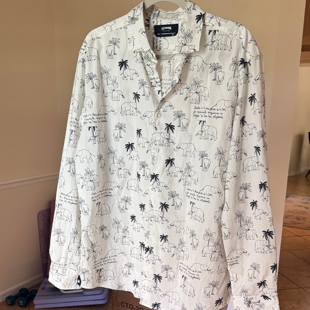 Vilebrequin Cotton White Shirt With Elephant Print